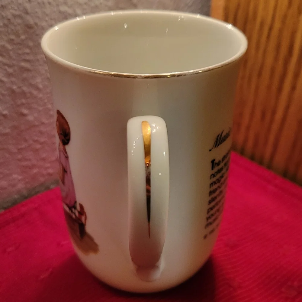 1 Vtg '82 Norman Rockwell Museum Cup Boy Girlfriend Puppy Music Master Gold Trim